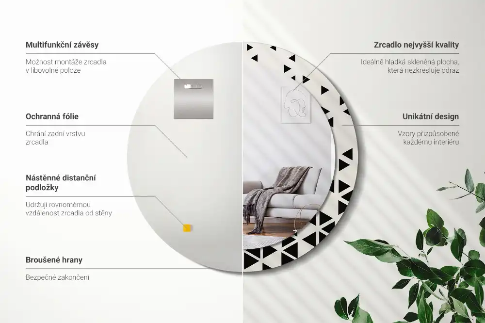 Okrúhle dekoračné zrkadlo na stenu Geometrická abstrakcia