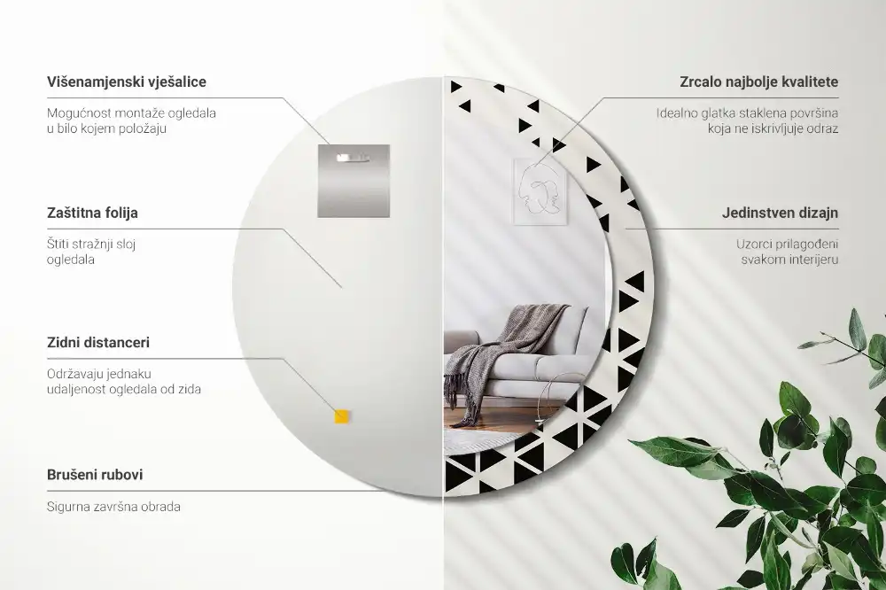 Okrúhle dekoračné zrkadlo na stenu Geometrická abstrakcia