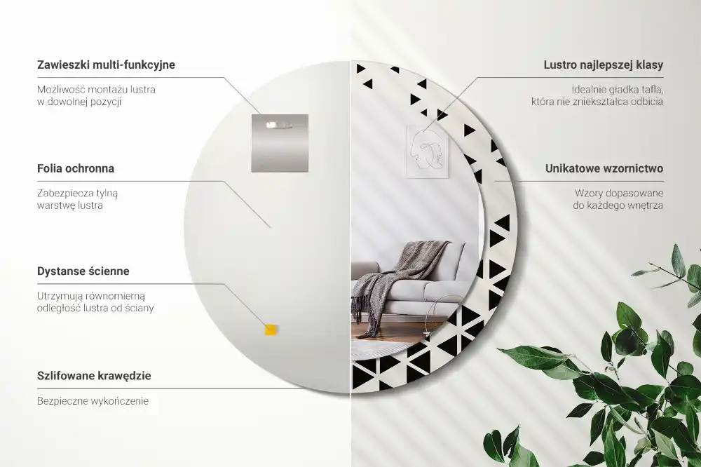 Okrúhle dekoračné zrkadlo na stenu Geometrická abstrakcia