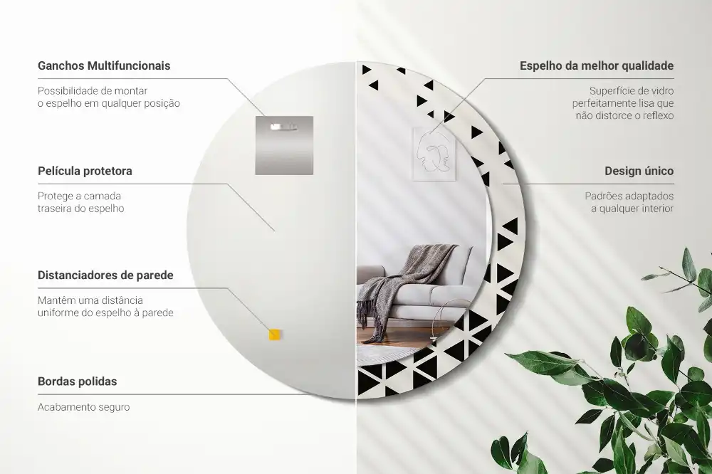 Okrúhle dekoračné zrkadlo na stenu Geometrická abstrakcia