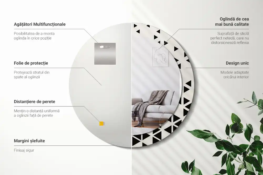 Okrúhle dekoračné zrkadlo na stenu Geometrická abstrakcia