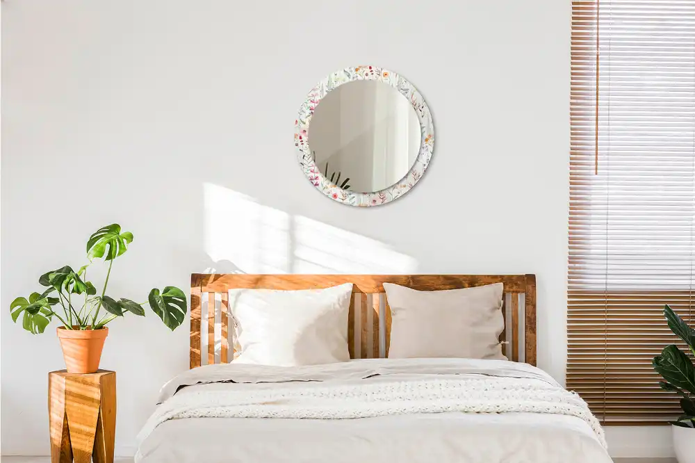 Okrúhle dekoračné zrkadlo na stenu Divoké kvety