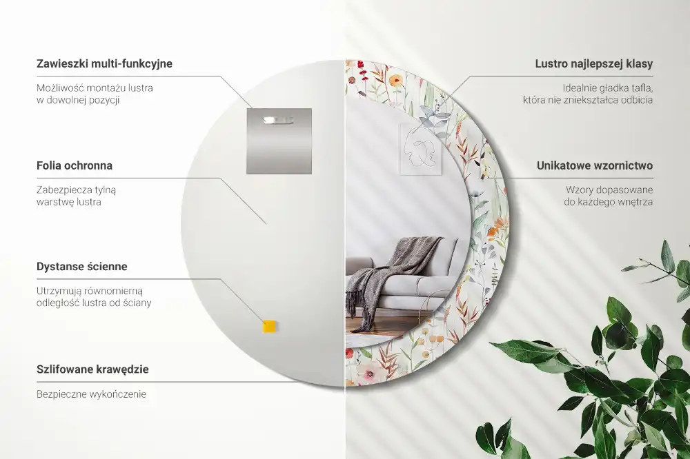 Okrúhle dekoračné zrkadlo na stenu Divoké kvety