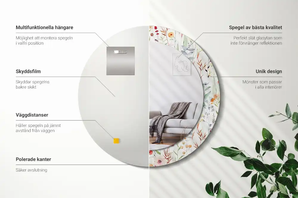 Okrúhle dekoračné zrkadlo na stenu Divoké kvety