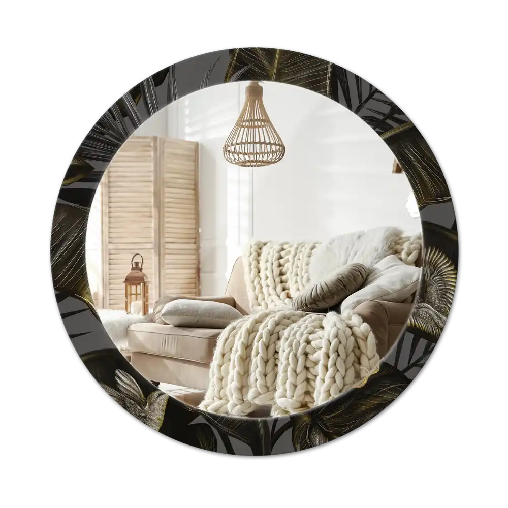 Okrúhle zrkadlo rám s potlačou Kvety ibišteka