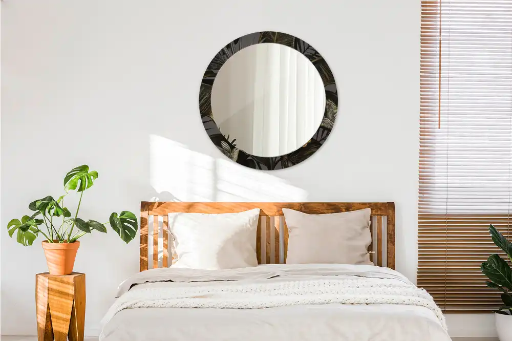 Okrúhle zrkadlo rám s potlačou Kvety ibišteka