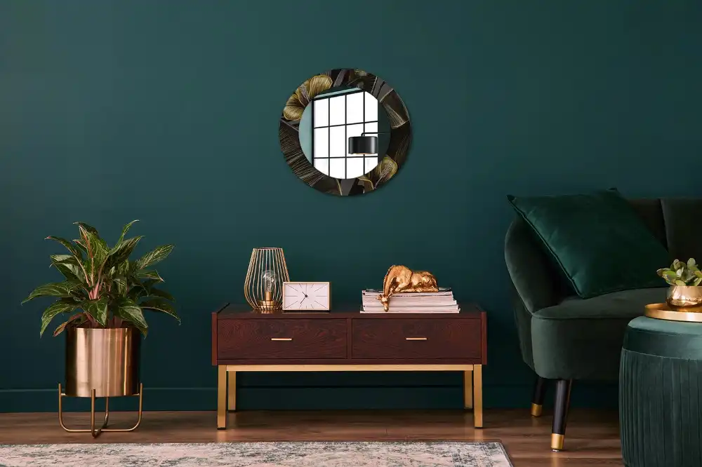 Okrúhle zrkadlo rám s potlačou Kvety ibišteka