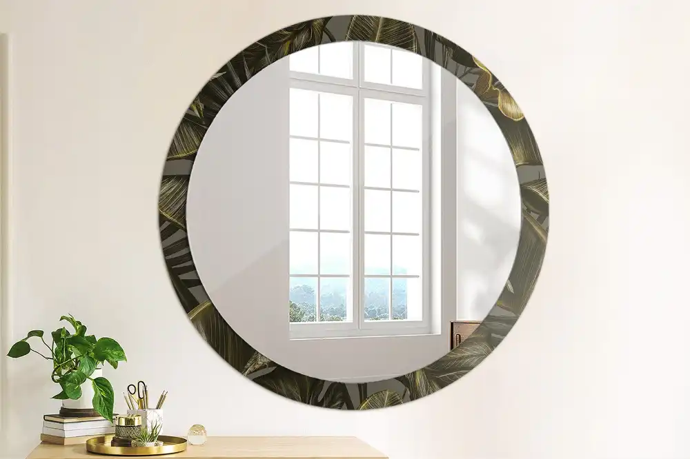 Okrúhle zrkadlo rám s potlačou Kvety ibišteka