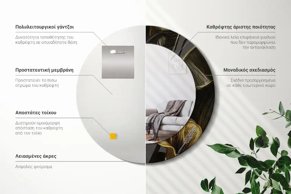 Okrúhle zrkadlo rám s potlačou Kvety ibišteka