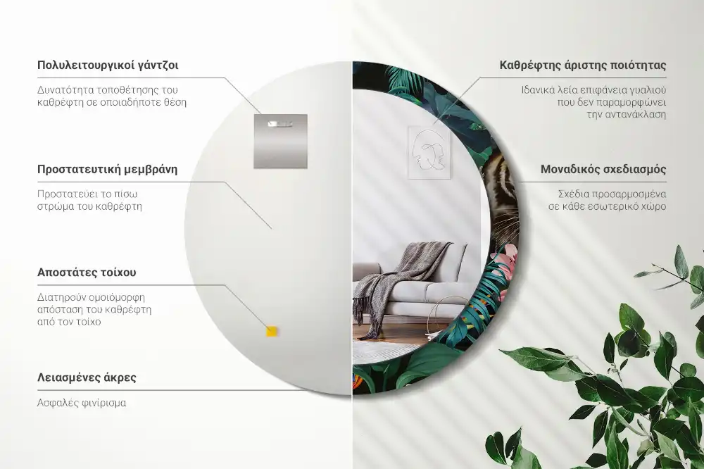 Okrúhle dekoračné zrkadlo na stenu Vintage džungľa