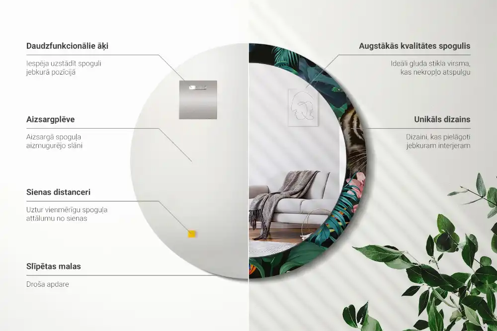 Okrúhle dekoračné zrkadlo na stenu Vintage džungľa