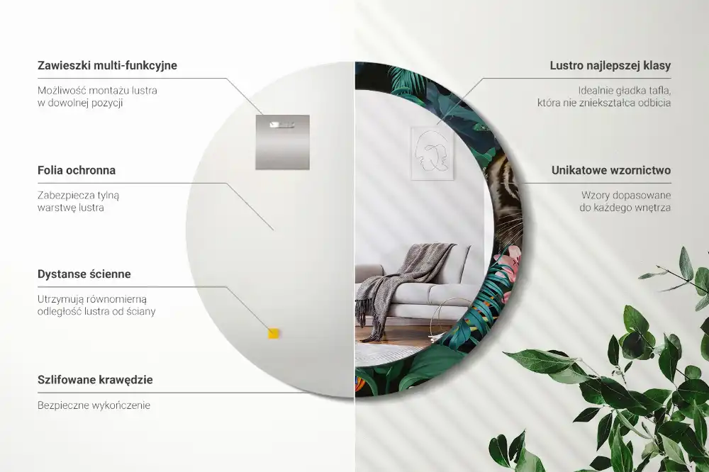 Okrúhle dekoračné zrkadlo na stenu Vintage džungľa