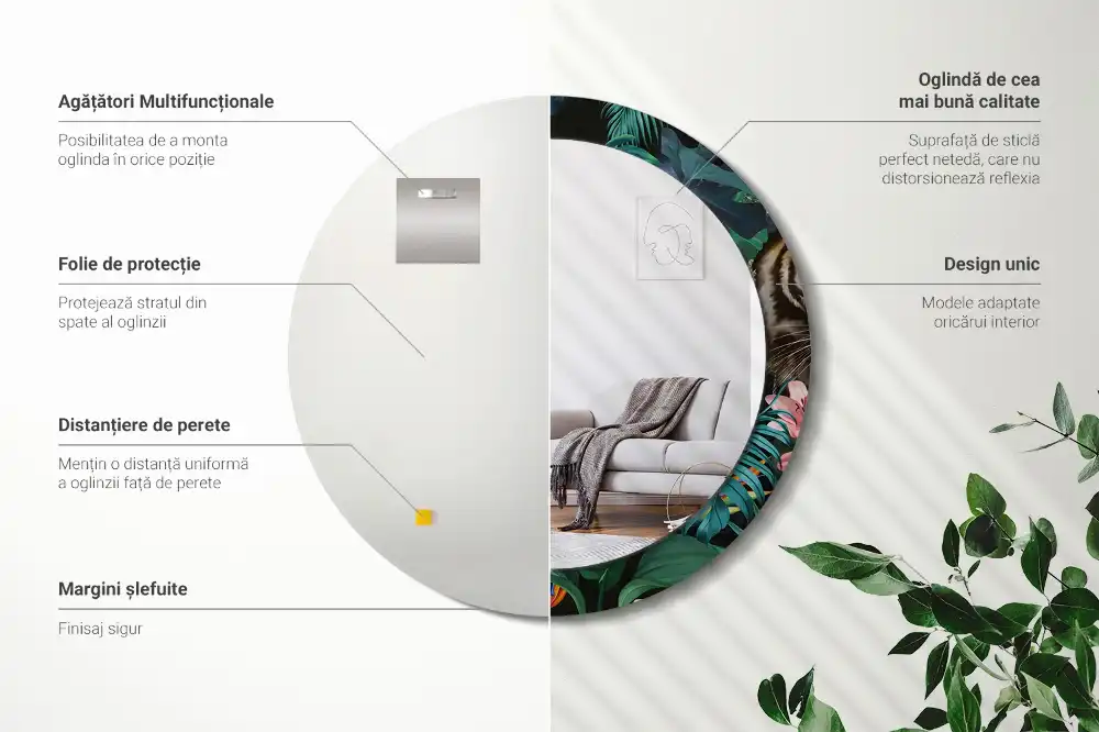 Okrúhle dekoračné zrkadlo na stenu Vintage džungľa