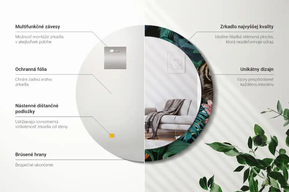 Okrúhle dekoračné zrkadlo na stenu Vintage džungľa