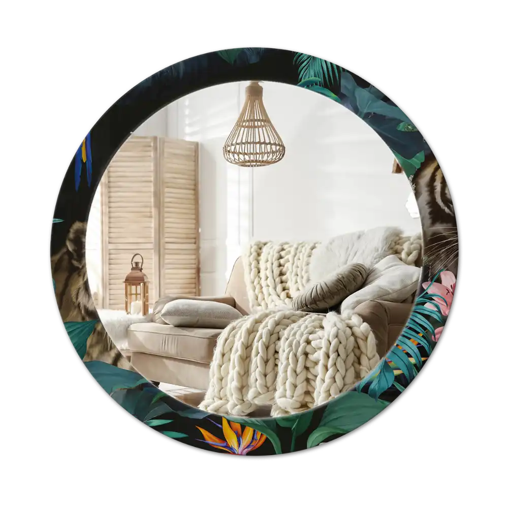 Okrúhle dekoračné zrkadlo na stenu Vintage džungľa