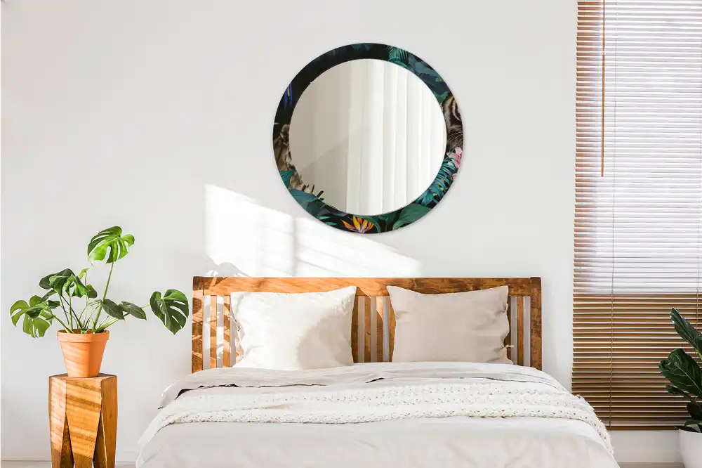 Okrúhle dekoračné zrkadlo na stenu Vintage džungľa