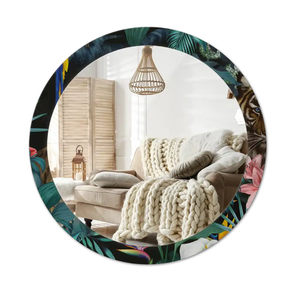 Okrúhle dekoračné zrkadlo na stenu Vintage džungľa