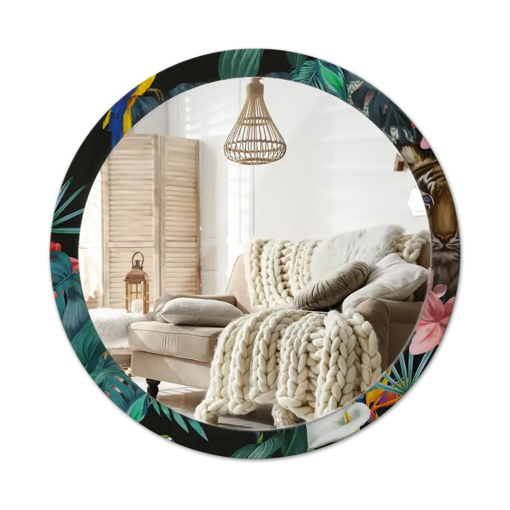 Okrúhle dekoračné zrkadlo na stenu Vintage džungľa