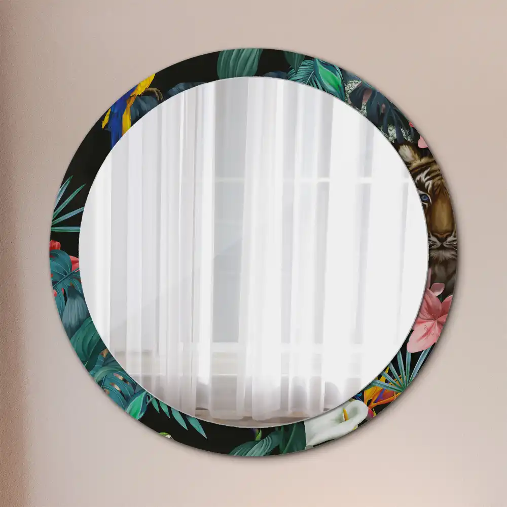 Okrúhle dekoračné zrkadlo na stenu Vintage džungľa