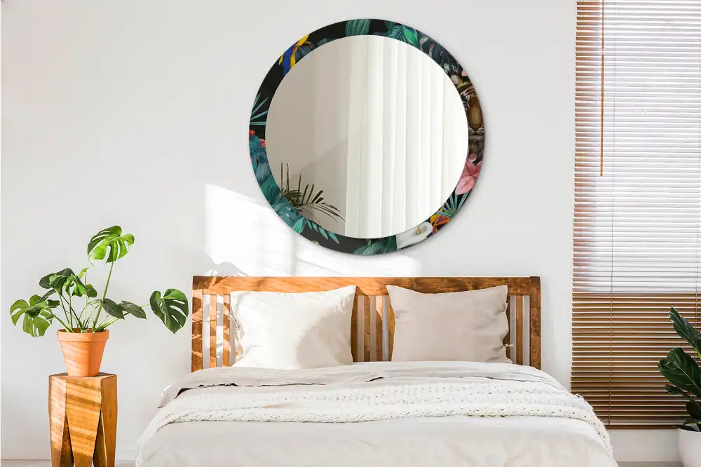 Okrúhle dekoračné zrkadlo na stenu Vintage džungľa