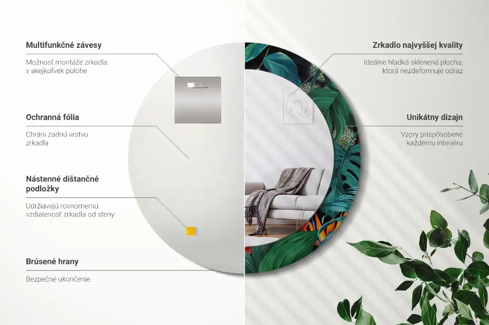 Okrúhle dekoračné zrkadlo na stenu Vintage džungľa