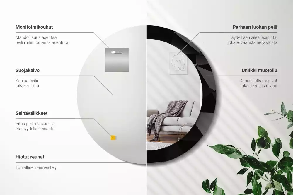 Okrúhle dekoračné zrkadlo na stenu Abstraktná čierna