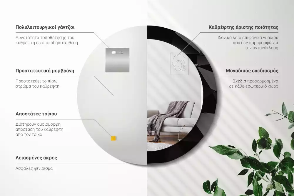 Okrúhle dekoračné zrkadlo na stenu Abstraktná čierna