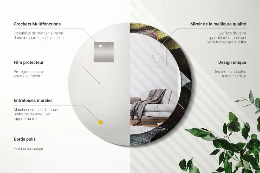 Okrúhle dekoračné zrkadlo na stenu Tmavé tropické listy