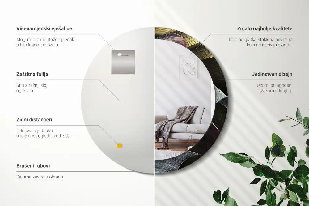 Okrúhle dekoračné zrkadlo na stenu Tmavé tropické listy