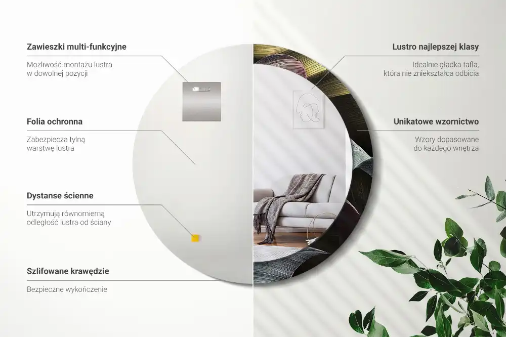 Okrúhle dekoračné zrkadlo na stenu Tmavé tropické listy