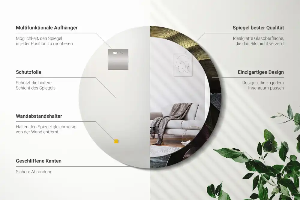 Okrúhle dekoračné zrkadlo na stenu Tmavé tropické listy