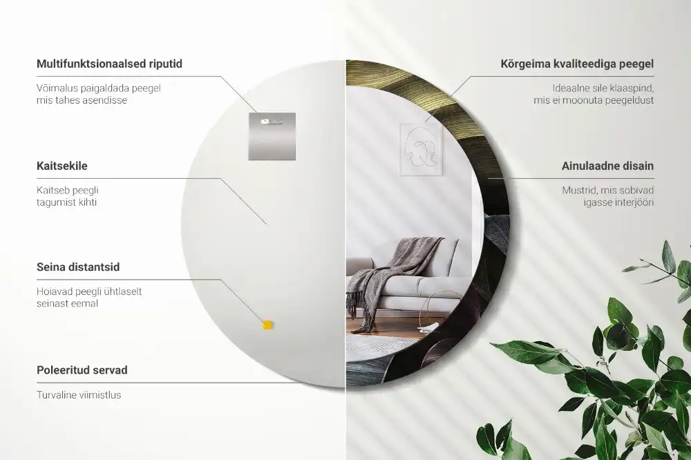 Okrúhle dekoračné zrkadlo na stenu Tmavé tropické listy