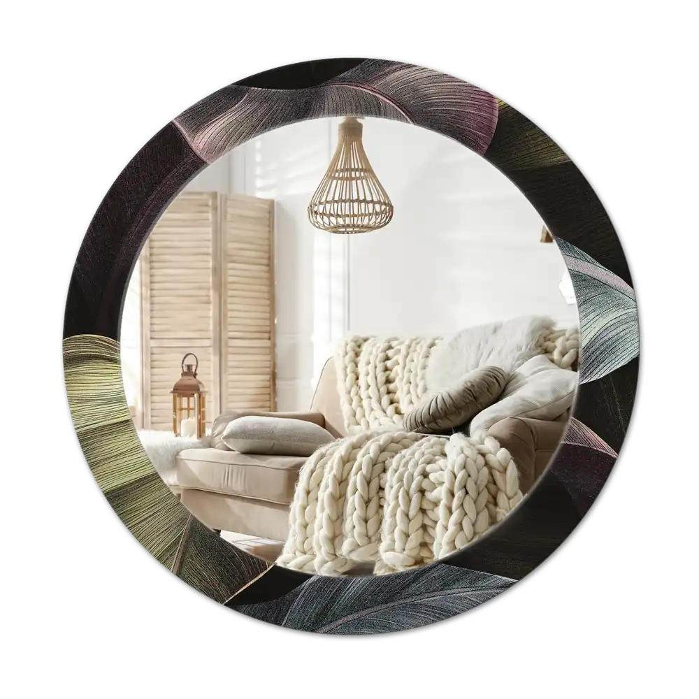 Okrúhle dekoračné zrkadlo na stenu Tmavé tropické listy