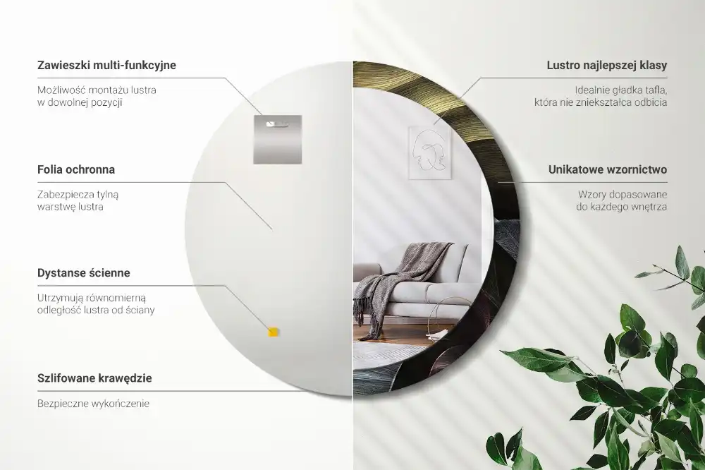 Okrúhle dekoračné zrkadlo na stenu Tmavé tropické listy