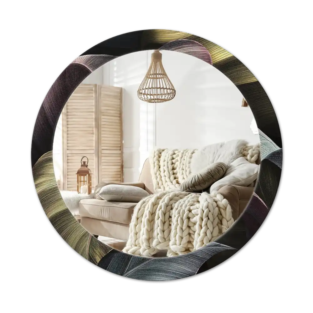 Okrúhle dekoračné zrkadlo na stenu Tmavé tropické listy