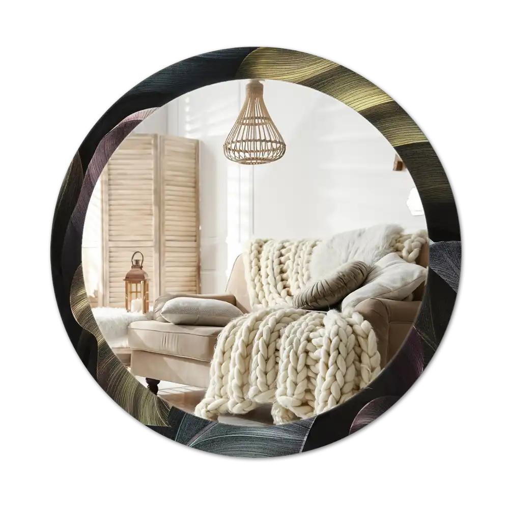 Okrúhle dekoračné zrkadlo na stenu Tmavé tropické listy