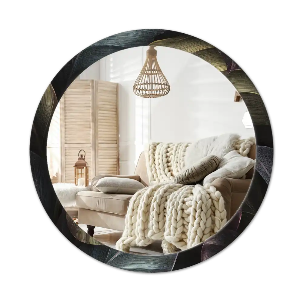 Okrúhle dekoračné zrkadlo na stenu Tmavé tropické listy