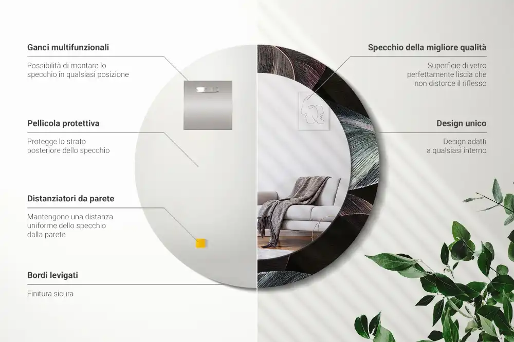 Okrúhle dekoračné zrkadlo na stenu Tmavé tropické listy