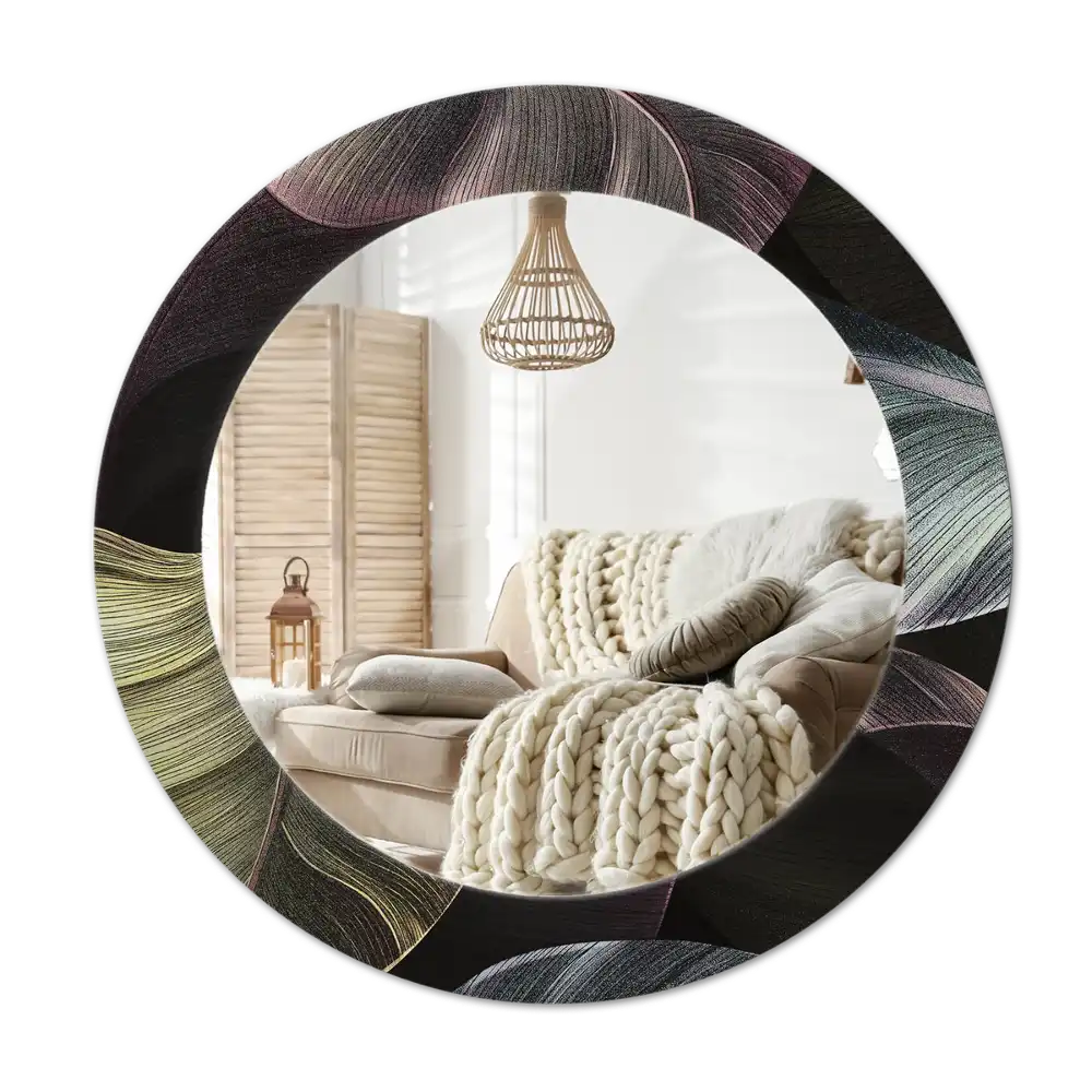 Okrúhle dekoračné zrkadlo na stenu Tmavé tropické listy