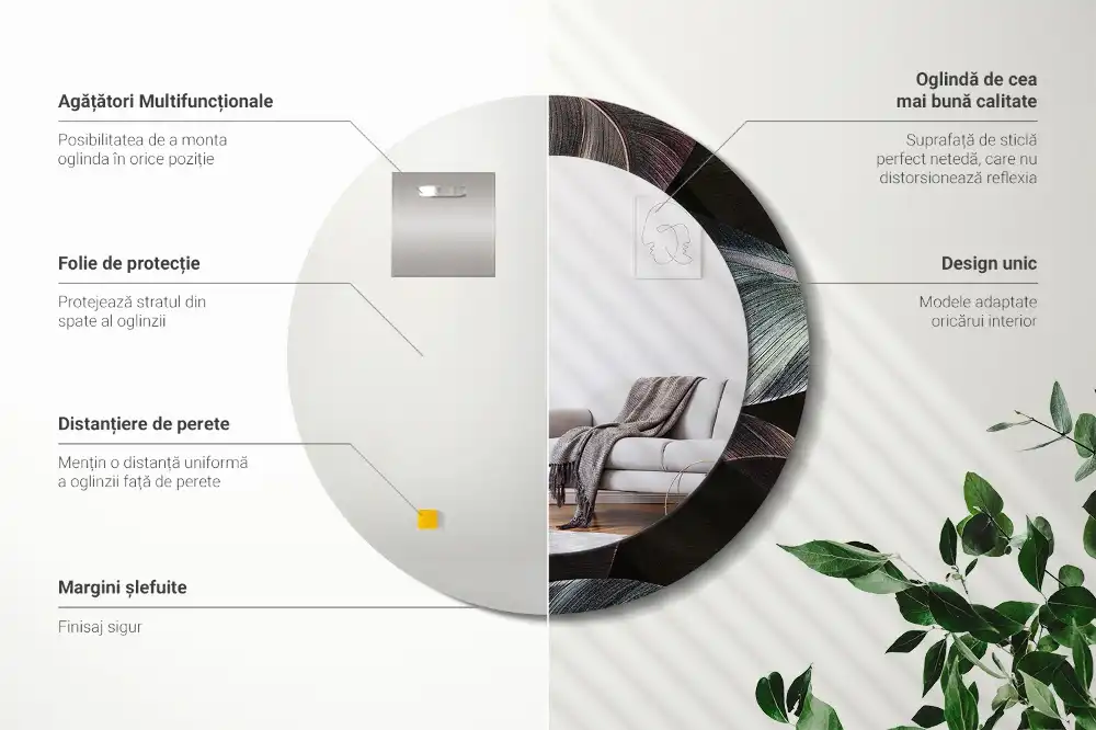 Okrúhle dekoračné zrkadlo na stenu Tmavé tropické listy