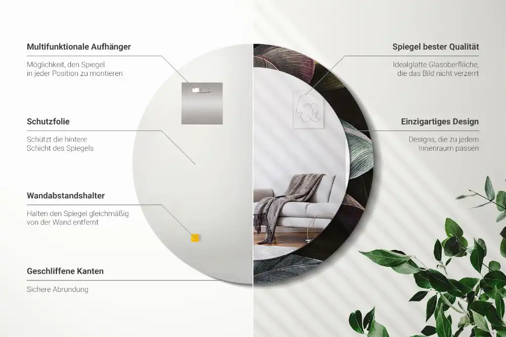 Okrúhle dekoračné zrkadlo na stenu Tmavé tropické listy