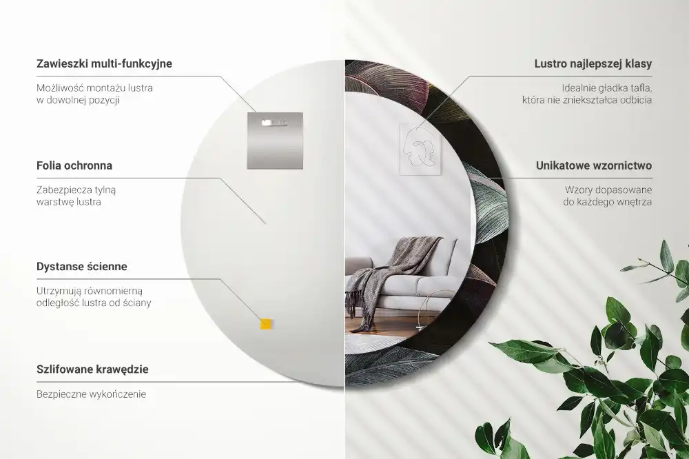 Okrúhle dekoračné zrkadlo na stenu Tmavé tropické listy