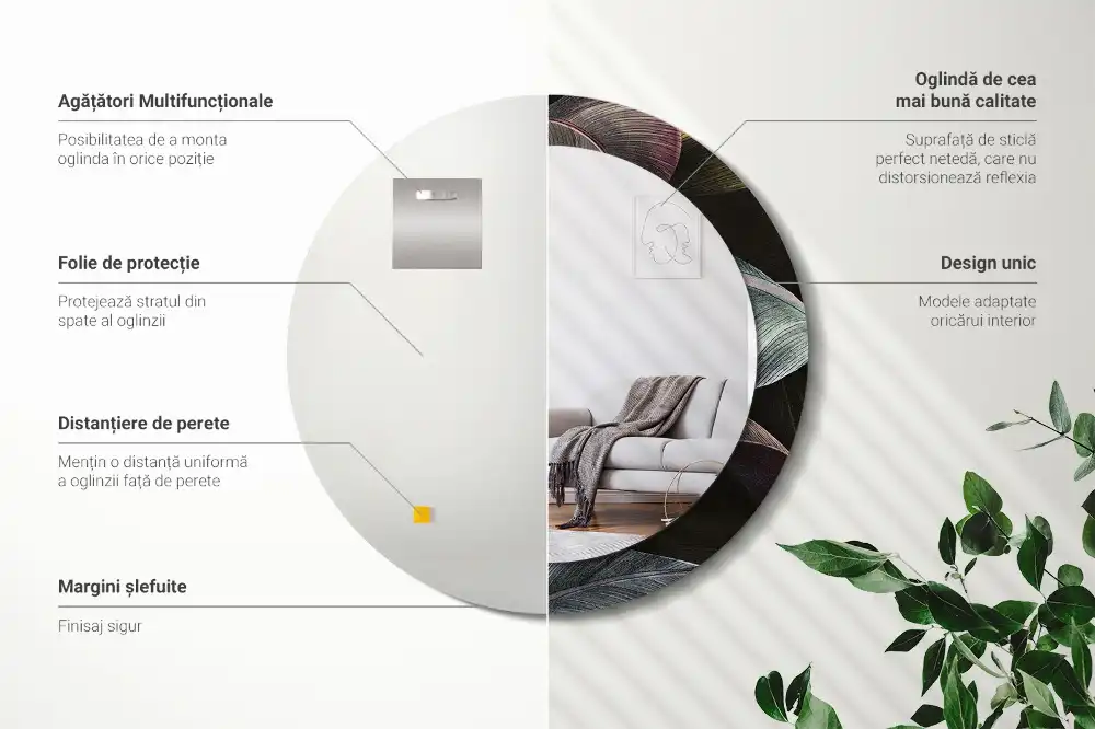 Okrúhle dekoračné zrkadlo na stenu Tmavé tropické listy