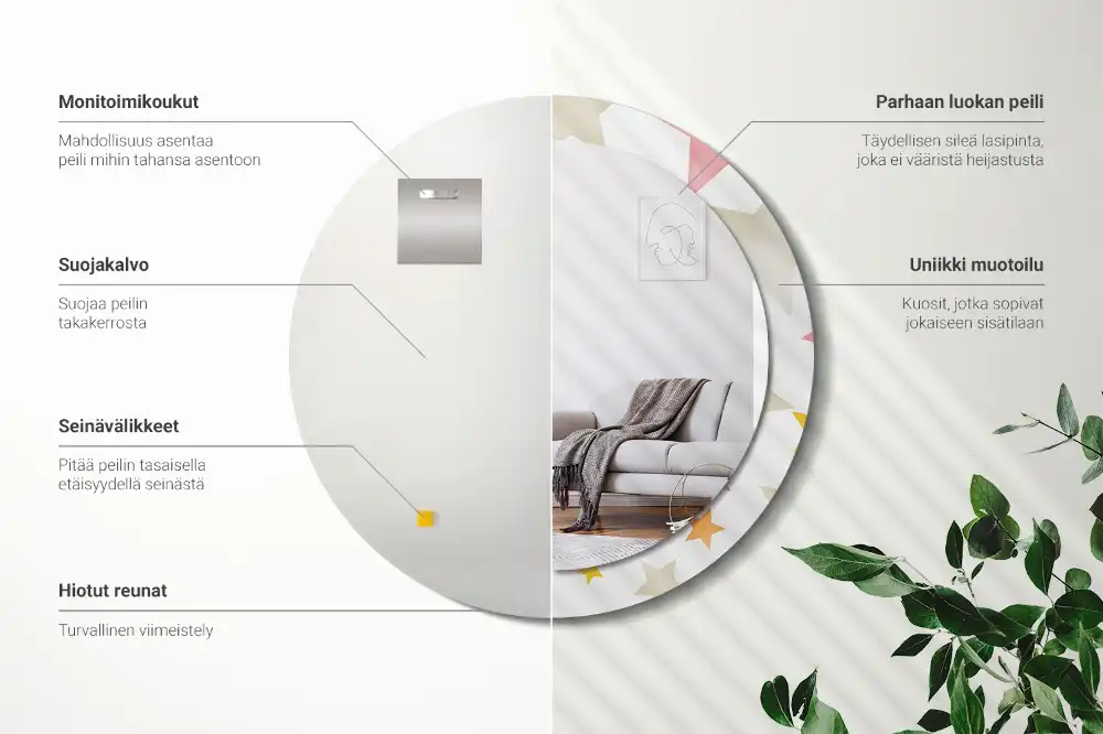 Okrúhle zrkadlo s potlačeným rámom Pastelové hviezdy