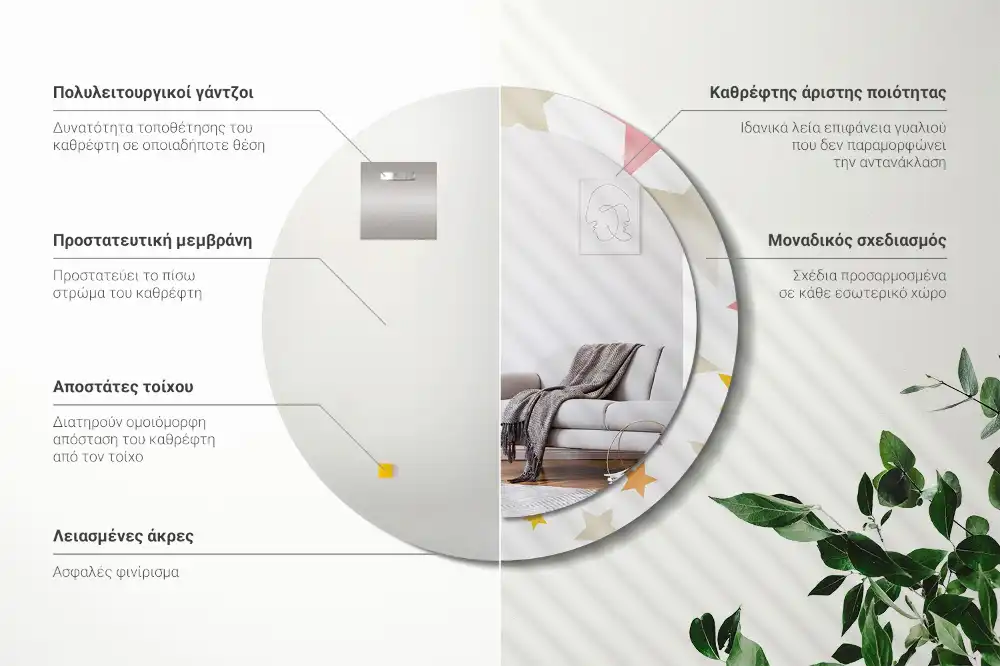 Okrúhle zrkadlo s potlačeným rámom Pastelové hviezdy