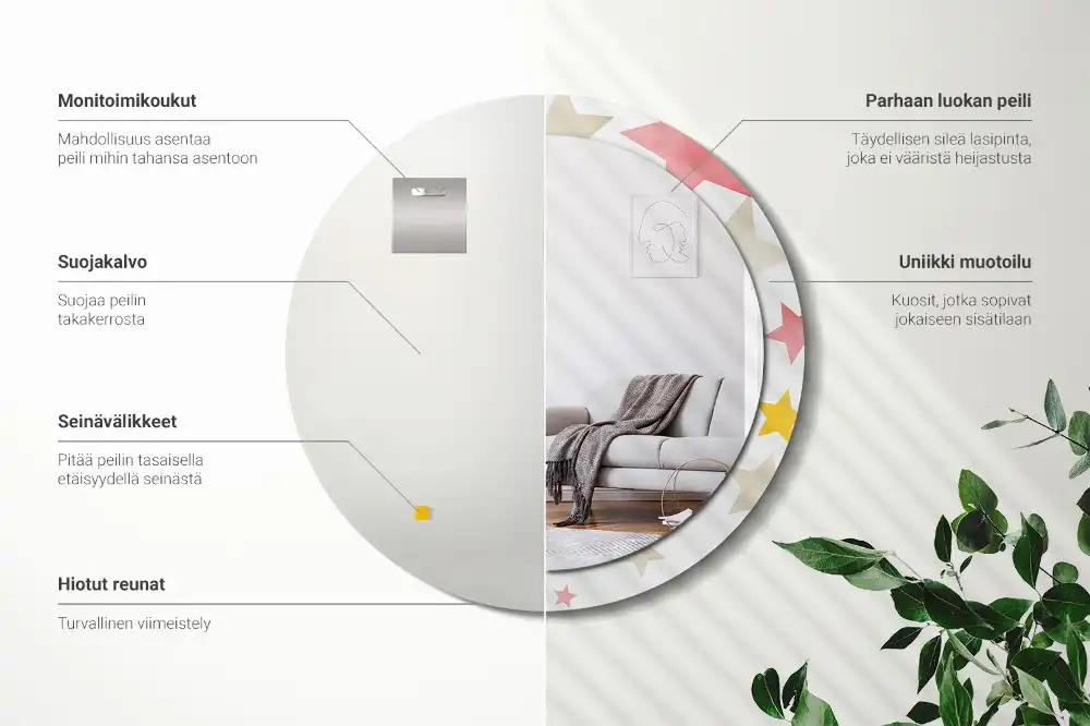 Okrúhle zrkadlo s potlačeným rámom Pastelové hviezdy