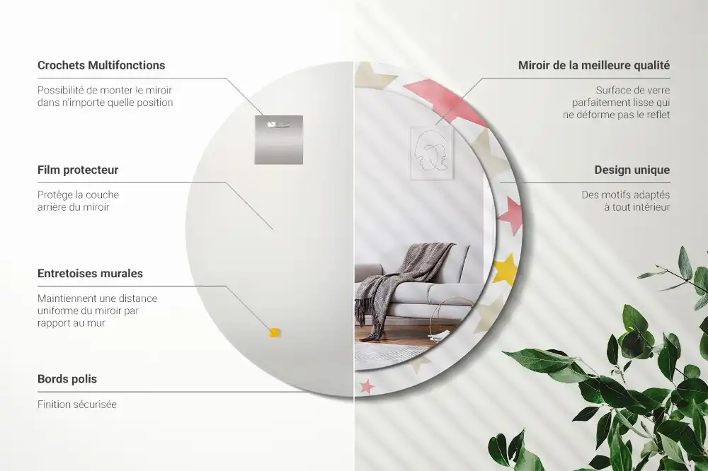 Okrúhle zrkadlo s potlačeným rámom Pastelové hviezdy