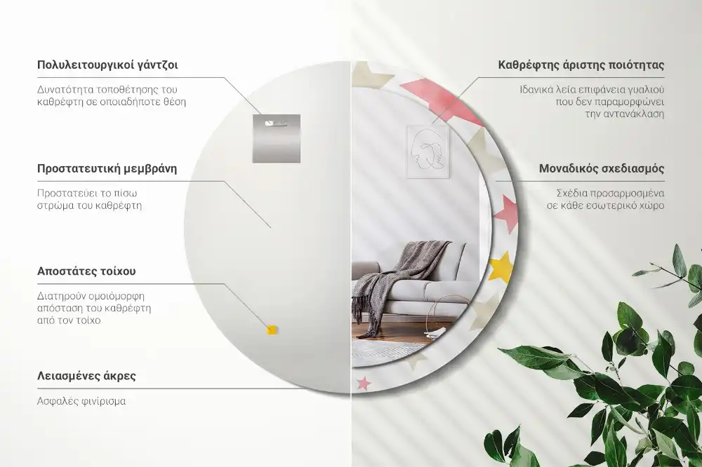 Okrúhle zrkadlo s potlačeným rámom Pastelové hviezdy