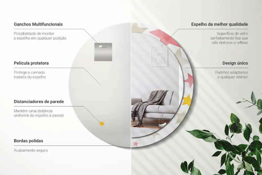 Okrúhle zrkadlo s potlačeným rámom Pastelové hviezdy