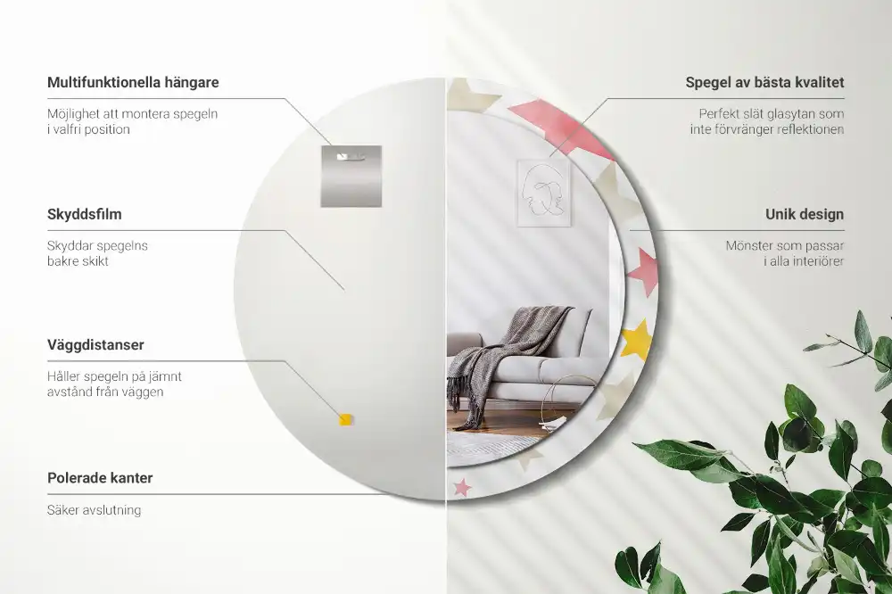 Okrúhle zrkadlo s potlačeným rámom Pastelové hviezdy